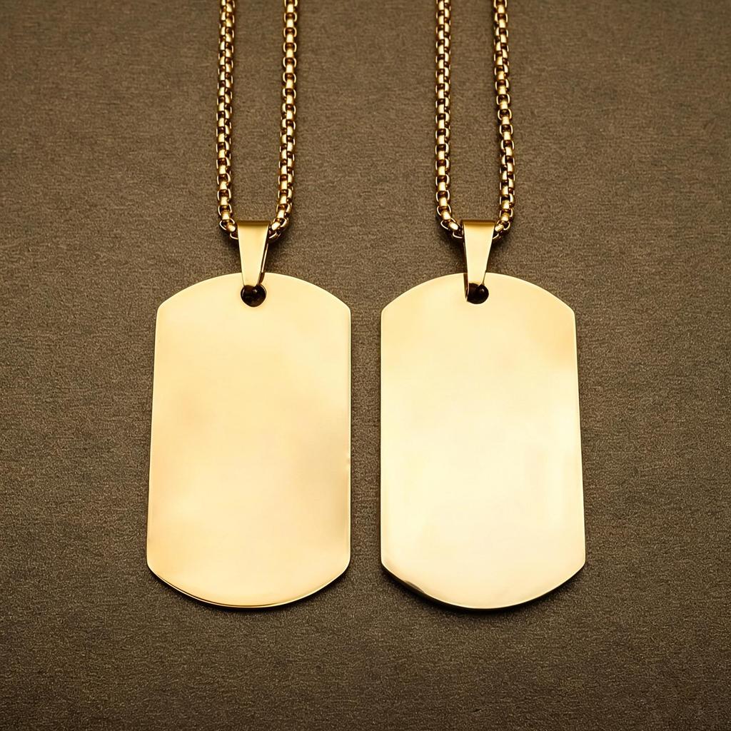 Stainless Steel Black Dog Tag Necklace - Trendy Hip Hop Style for Men & Women, Custom Engravable Titanium Steel Jewelry.