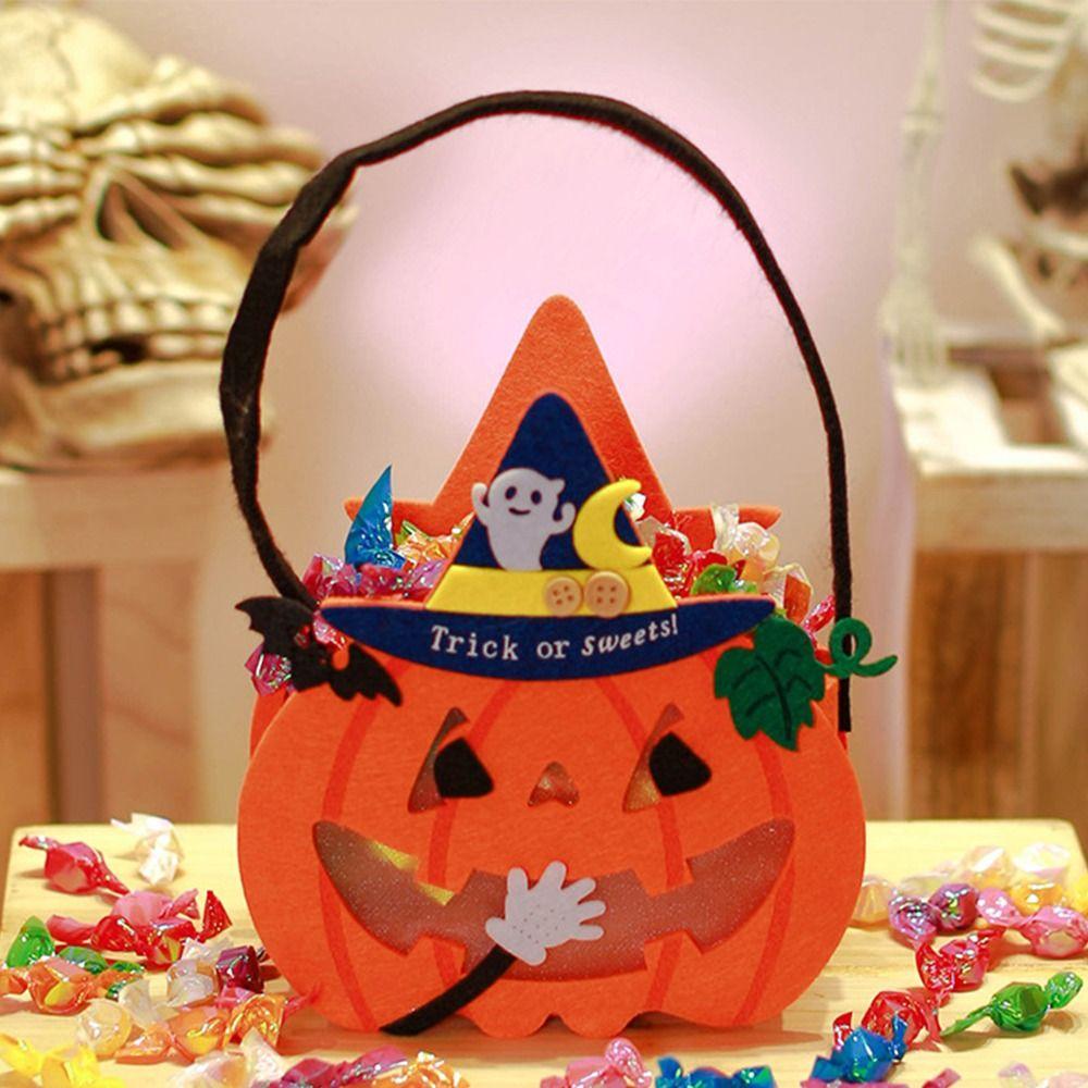 Gifts Pouch Halloween Wool Felt Bag Non-woven Pumpkin Candy Bucket Creative   Party