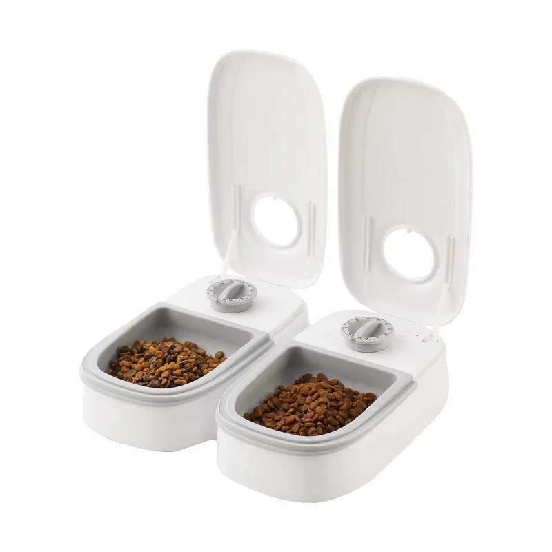 Pet Automatic Timing Feeder 700ML Large Capacity Dry Wet Food Container Electric Dog Double Dish Bowl For Cats Dogs Feeders Bowl