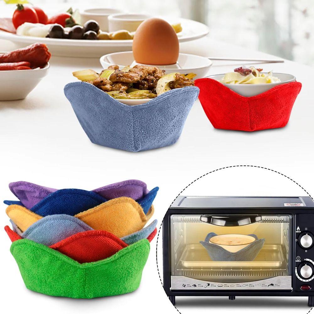 2Pcs Reusable Design Hot Bowl Towel Mat Heat Resistant Microwave Bowl Holder  Pasta Bowls