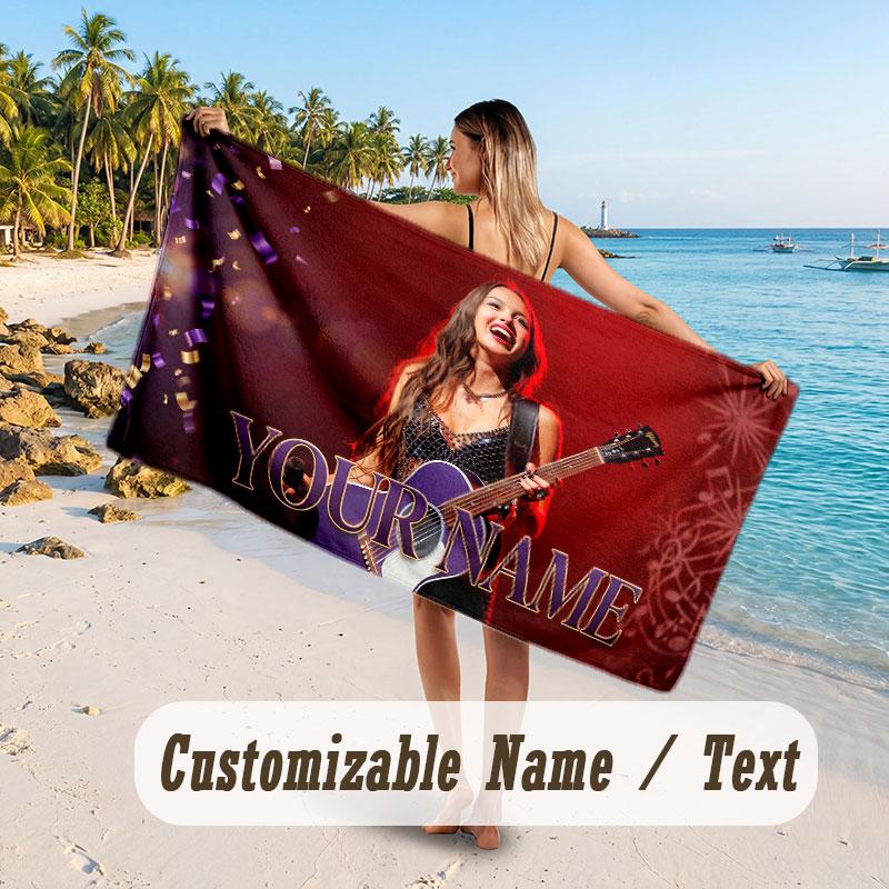 Custom Name Large Beach Towel,Olivia Rodrigo Quick Absorbent Towel For Outdoor Travel Poolside
