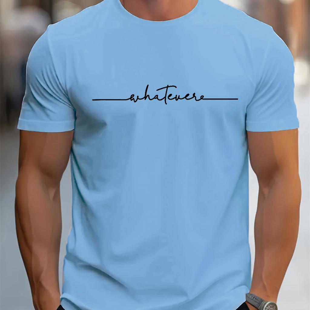 Pánské letní ležérní volné velikost 100% bavlna dopisní potisk tričko s kulatým výstřihem a krátkým rukávem top