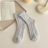 Autumn Winter Warm Coral Fleece Bowknot Woman Socks Sweet Lolita Plush Middle Tube Socks Home Sleeping Floor Socks Cute Socks