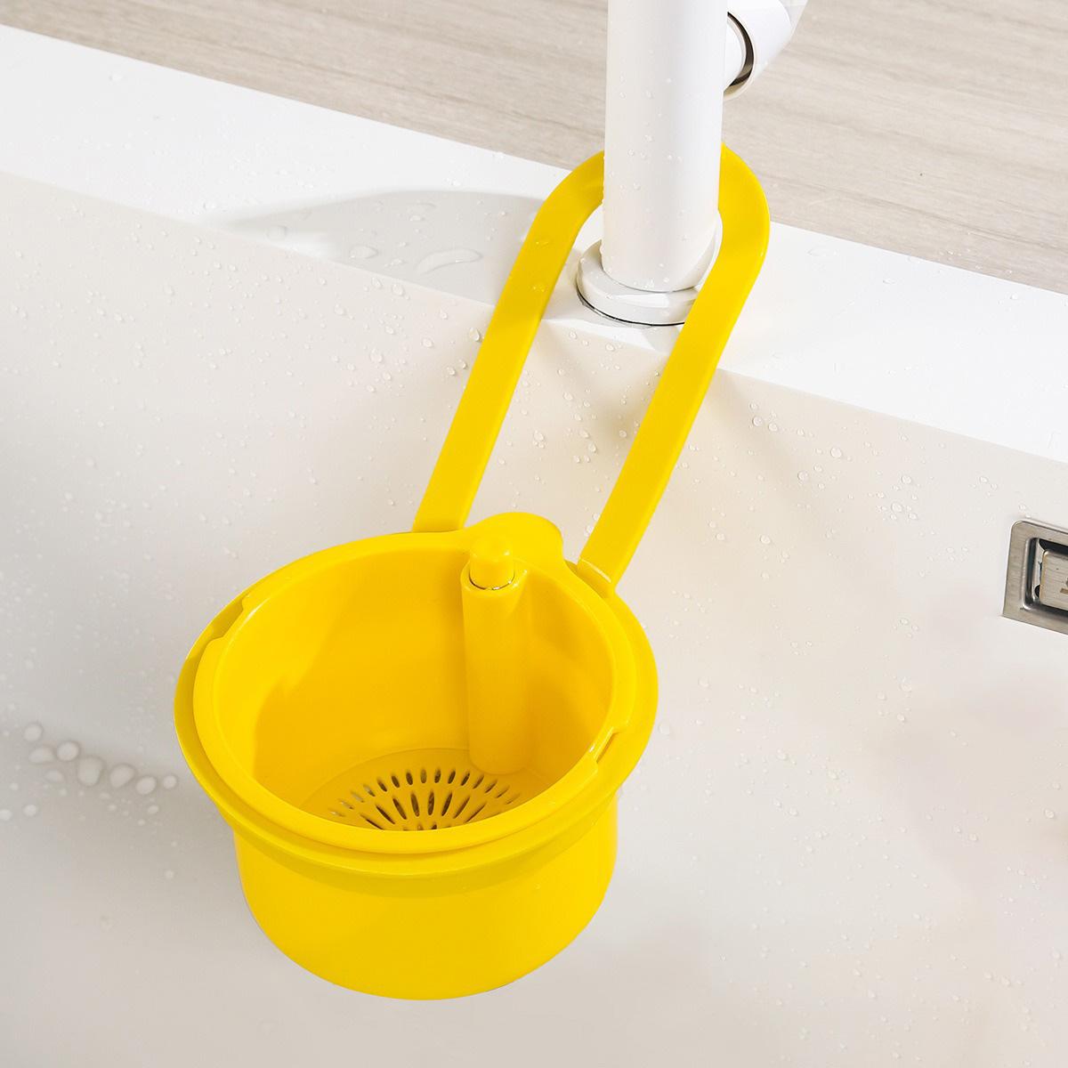 

Hanging Sink Draining Basket Openable Bottom Cover Detachable Kitchen Garbage Filter Food Residue Filter Cleaning Water Basket жовтий