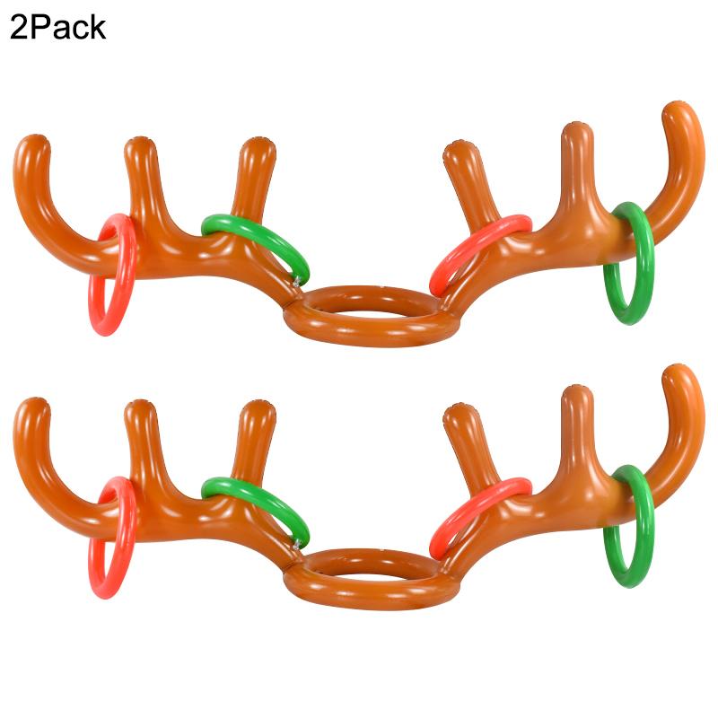 1/3Set Christmas Game Inflatable Reindeer Antler Hat Ring Toss Kids Gift Toys New Year Christmas Home Decor Xmas Party Supplies