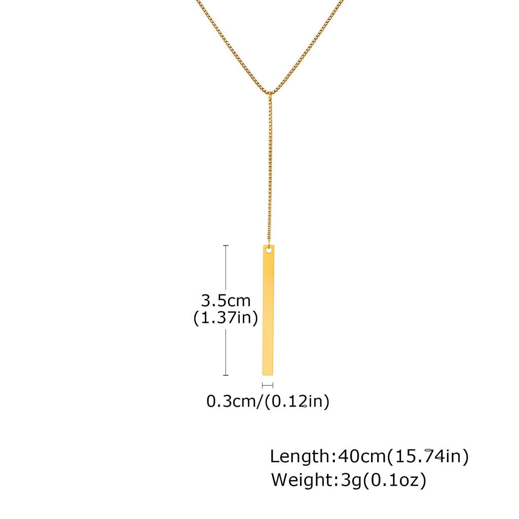 Necklace for Stainless Rectangular Tassel Birthday Gift [Deelfel] Women, Gold, Y-Shape, Long, Steel, Pendant, Simple, Design,