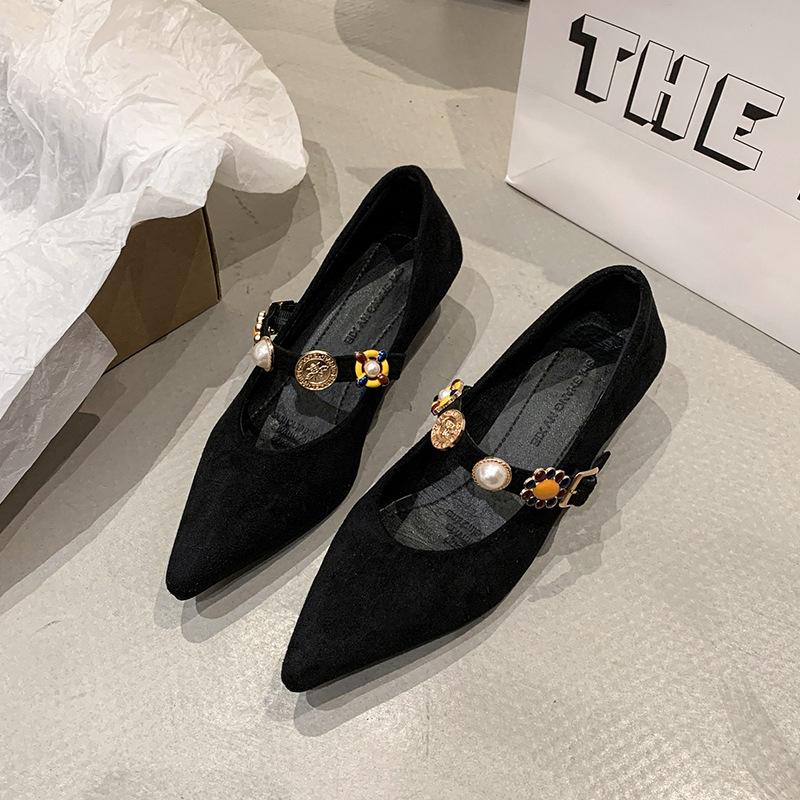 Gentle single shoes spring Mary Jane small high heels pointed women's shoes retro comfortable small leather shoes