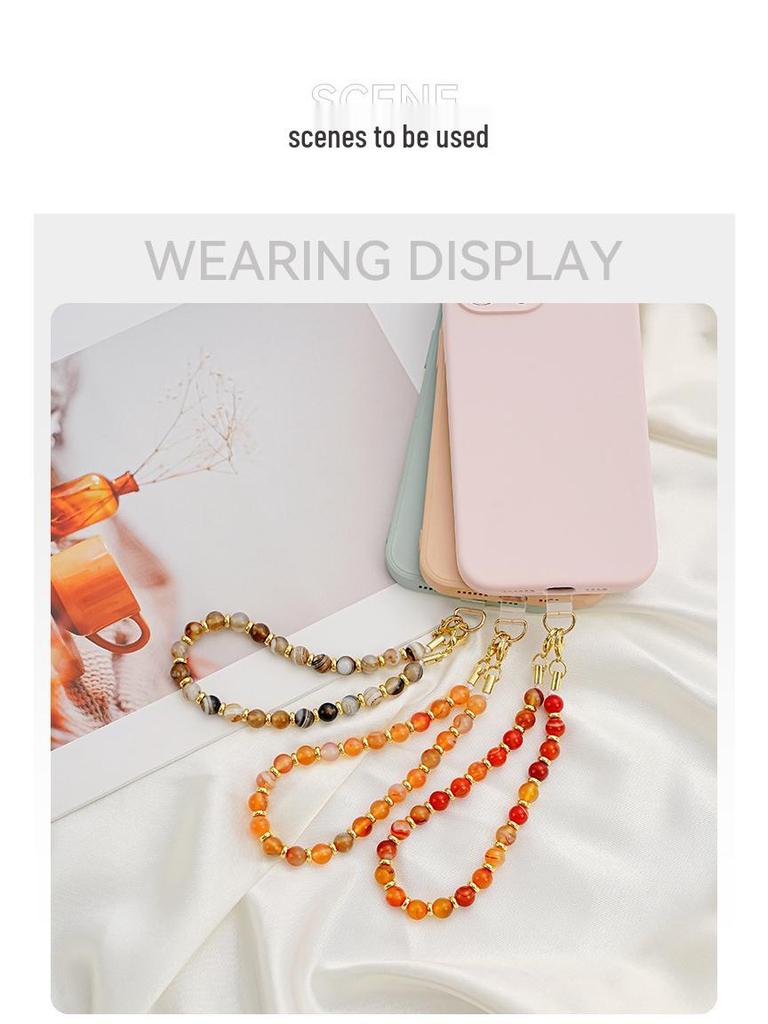 High-End Men's & Women's Fashion Cat's Eye Stone Beaded Phone Chain Lanyard