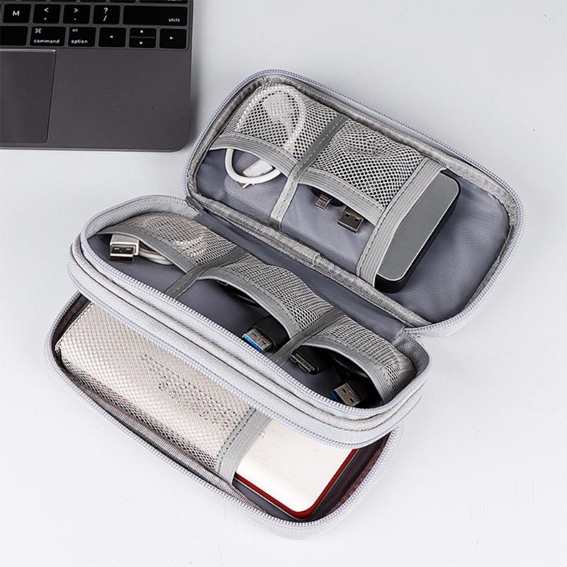 Multi-function Double Layer Storage Packet Suitable for Headphone/ Hard Disk/power Bank/Data Cable and Other Accessories
