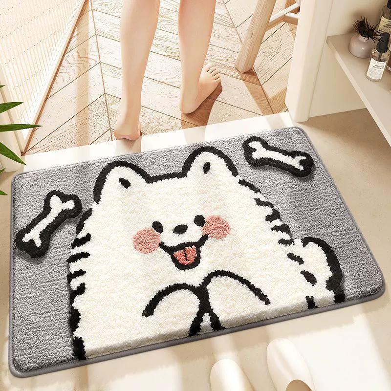 Cartoon Animal Floor Mat Bathroom Super Absorbent Bottom Non-slip Household Toilet Entrance Mat Soft Bedroom Carpet