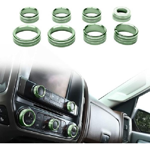 Green Central Control Radio AC Knobs Switch Button For 2014-2018 Chevy Silverado