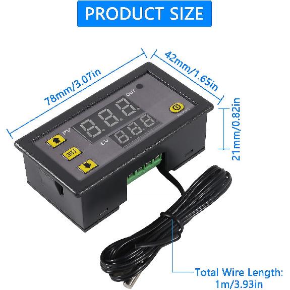 2pcs Digital Temperature Controller W3230 Digital LED Thermostat Switch with Waterproof Probe DC 12V Programmable Heating Cooling Electronic