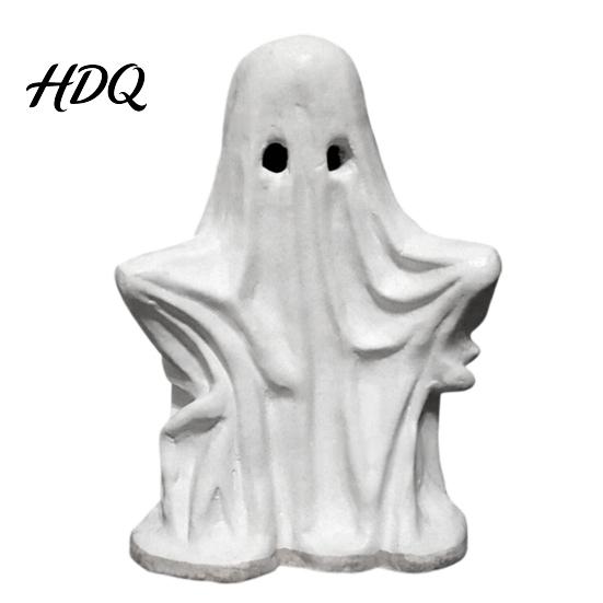 Hollow Sculpture for LED Halloween Ghost Figurine, Spooky Cute Statue, Retro White Decor Ornament Home Tabletop Fireplace Party Decorations