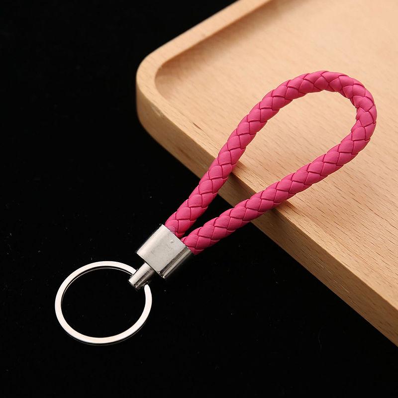 Handmade Braided Leather Keychain: Thick Cord for Practical Waist or Bag Hanging, Perfect for Couples.