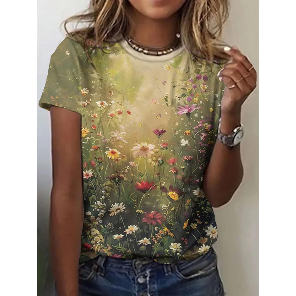 Comfortable Crew Neck Women s Short-sleeved Casual Loose Top Fashionable Versatile T-Shirts Women’s XS
