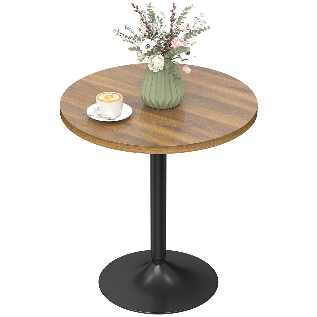 Round Bar Table 60 Cm, High Kitchen Standing Table with Non-slip Pads, for Kitchen, Living Room, Walnut