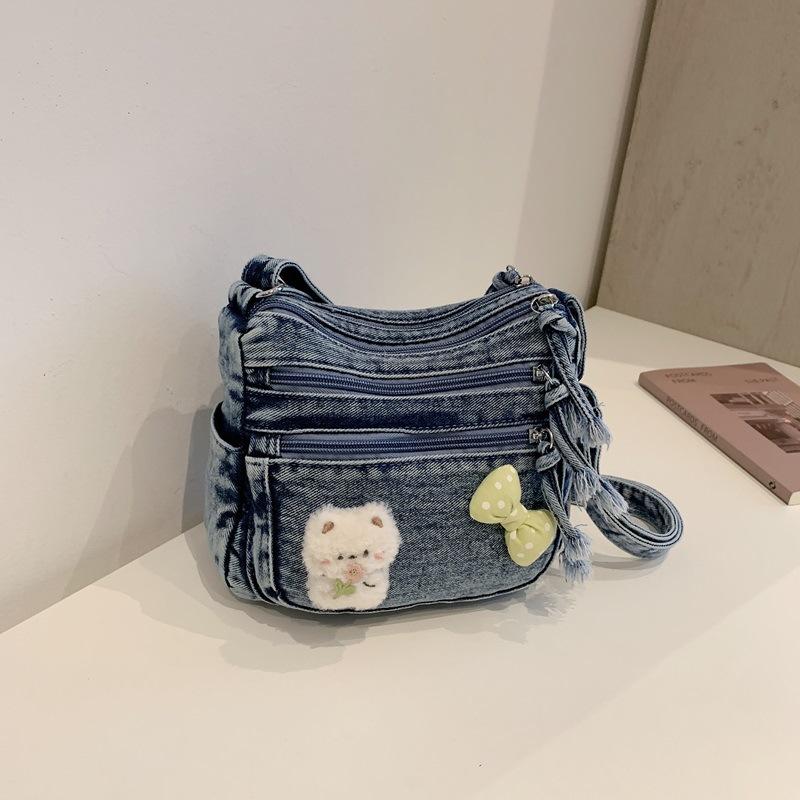 Jeansstofftaschen - Mehrere Fächer, Modisch für den Weg zur Arbeit, Lässig für Reisen, Einzelne Umhängetasche