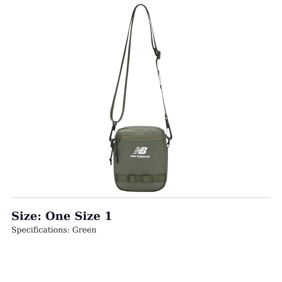New Balance Fabric Shoulder Bag, Crossbody Bag Unisex Green LAB00002-CGN