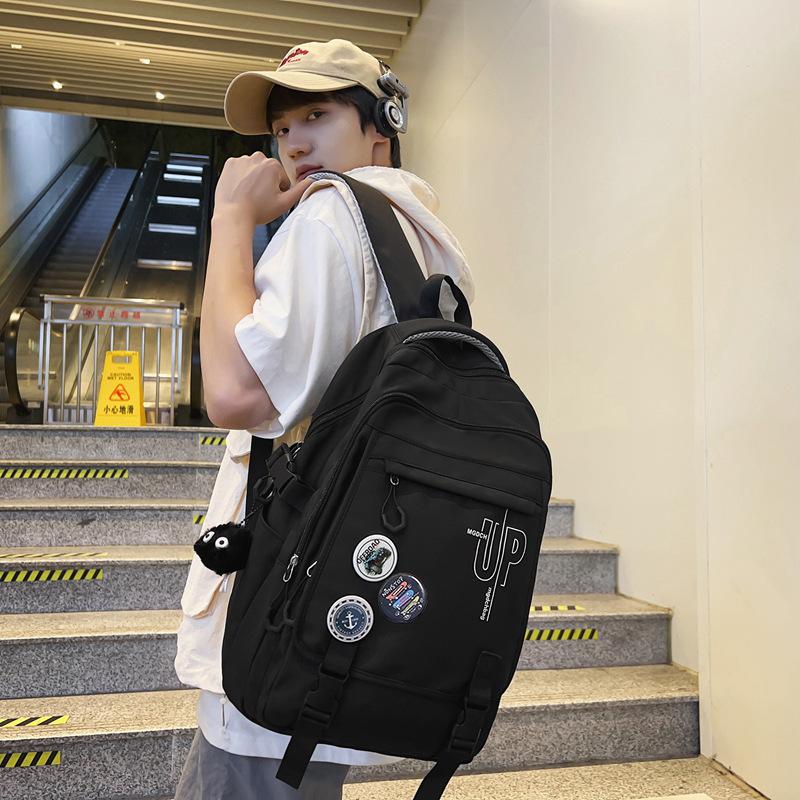 Contrasting Color Backpack Female Student Schoolbag Male College Wind Backpack Simple Casual Junior High School Student Backpack