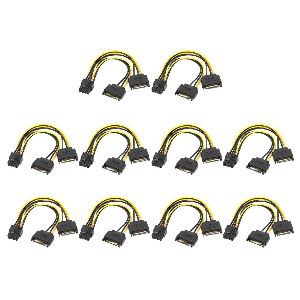 10pcs Sata Cable Dual 15pin To Graphics Card 6+2pin Graphics Card 8pin Power Extension Cable for Laptop Desktop