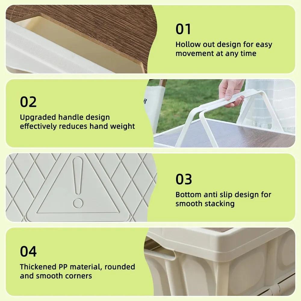 Outdoor Camping Storage Box 15L Thickened Foldable Storage Box Car Mounted Wooden Cover Portable Household Storage Box