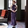 Purple fishtail neck national style new Chinese long cheongsam improved young 1011 new women's high-end dress