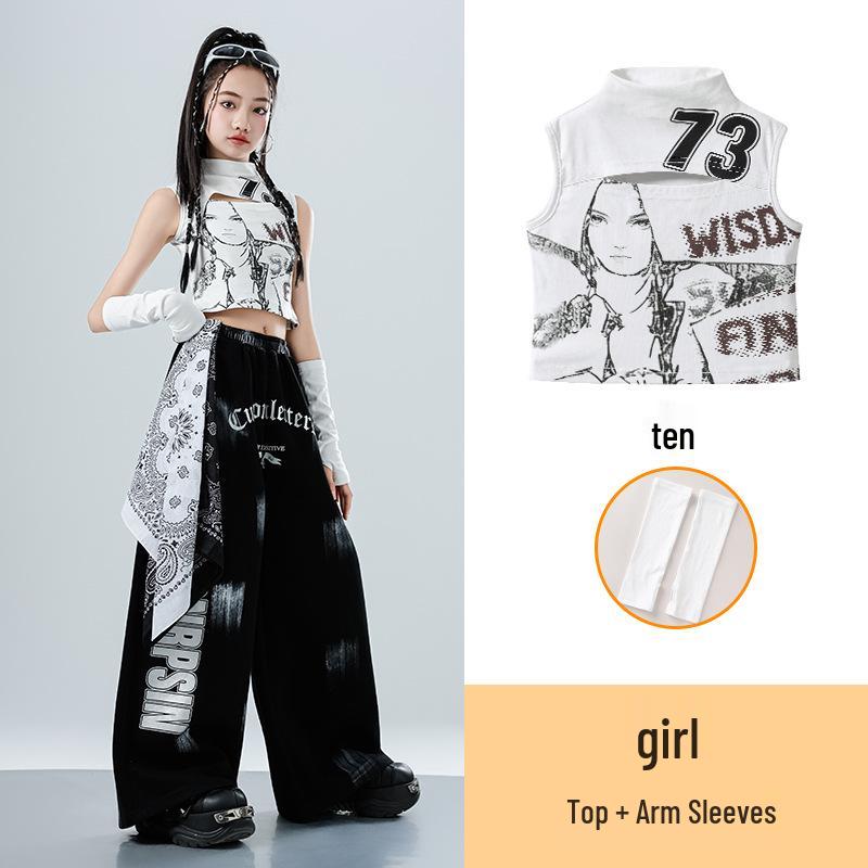 Trendy Girls' Jazz & Hip Hop Dance Crop Top Performance Costume