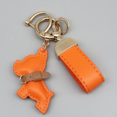 1 Piece Leather French Bulldog Puppy Car Keychain Creative Gift Bag Pendant Ornament Cute Car Key Chain