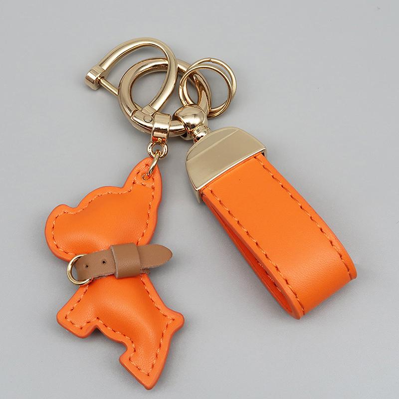 

1 шт. Кожаный брелок для ключей с щенком французского бульдога для автомобиля, креативный кулон-украшение для подарочного пакета, милый брелок для автомобильных ключей оранжевый