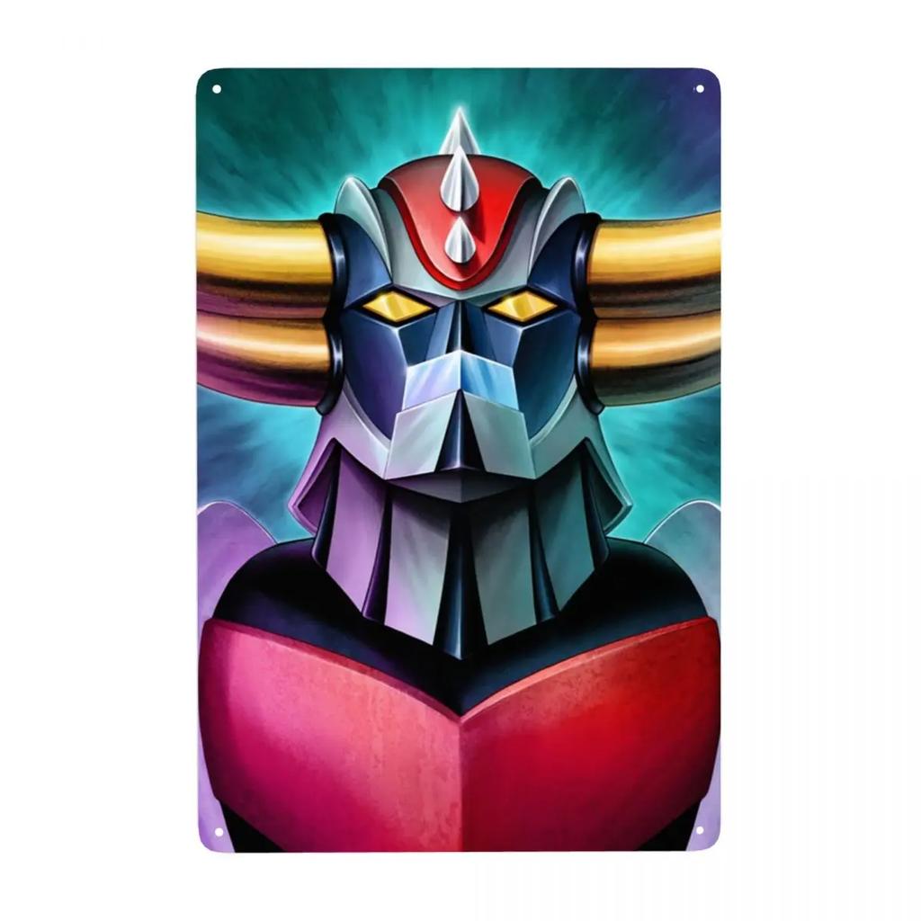 Vintage Mazinger Z Mad Robot Metal Sign Personalized Grendizer Anime Manga Tin Plaques Cafe Wall Decor Decorative Art