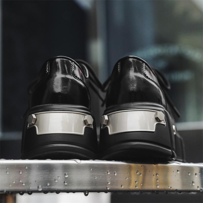 Scarpe Derby da Uomo Piattaforma Altezza Aumentante Testa Grande Testa di Ferro Stile Britannico di Nicchia Scarpe Casual di Lusso in Pelle