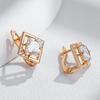 Luxury  Rose Gold Color English Earrings For Women Simple Shiny Square Natural Zircon Accessories Wedding Fine Jewelry