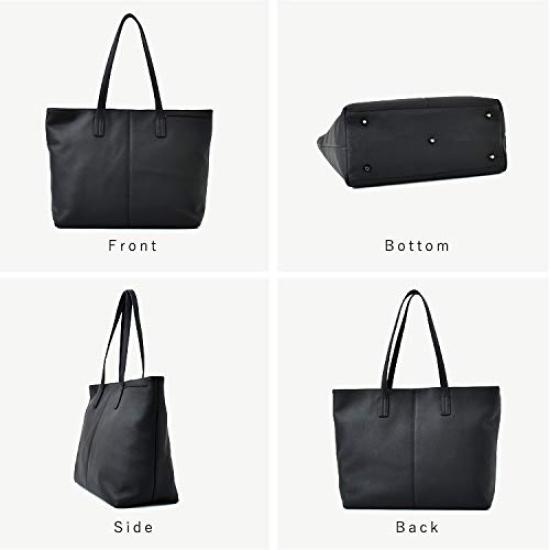 VITAFELICE Genuine Leather Business Tote Bag for Men, vinb-20c57n (Black)
