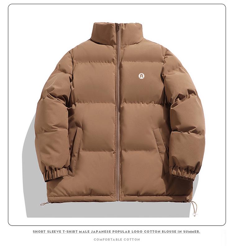 Lulu Men's 2025 Casual Cotton Padded Stand Collar Bread Jacket - Thick, Loose, and Warm for Winter