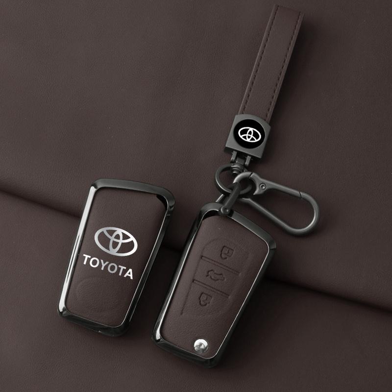 Leather Car Key Case Fob Cover Protector for Toyota Auris Corolla Reiz Avensis Verso Yaris Aygo Rav4 Hilux Yaris Scion TCIM 2017
