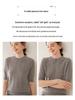 Women's Short Sleeve Round Neck Cashmere Sweater - Thin, Solid Color, Versatile Knit