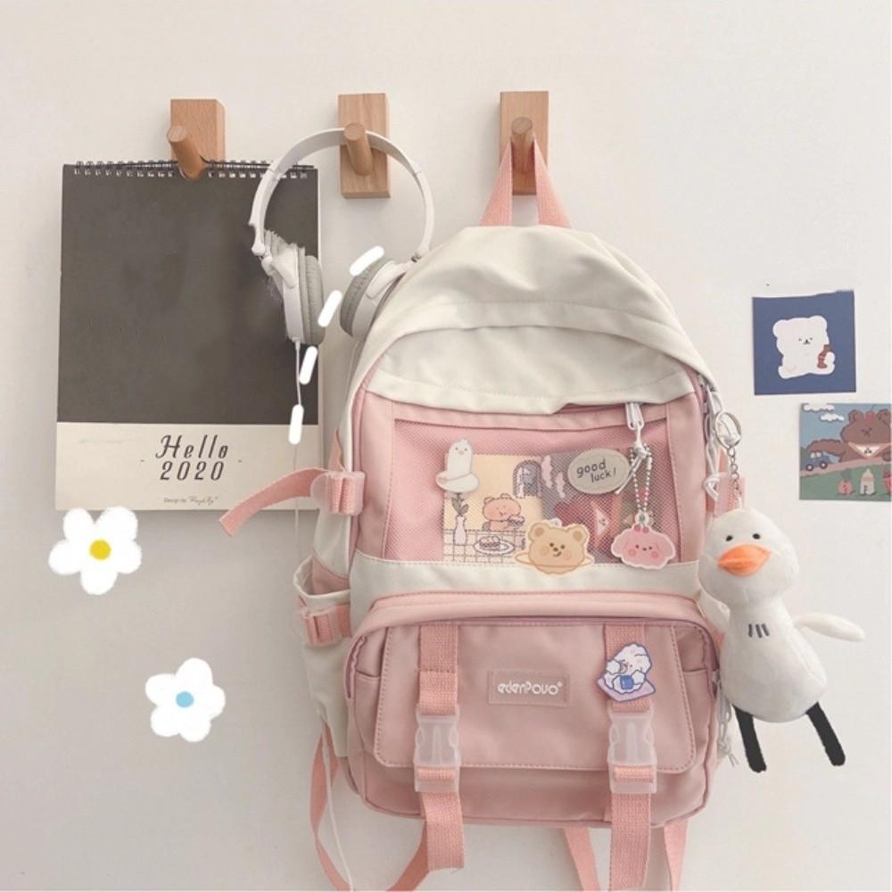 Harajuku Large Capacity Backpack College Style School Bag Waterproof Canvas Schoolbag  Student