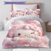 Hello Kitty Pink Pattern Bedding,Quilt Set Quilt Cover Pillowcase Home Birthday Gift(1 * duvet cover + 2 * pillowcase, without core)