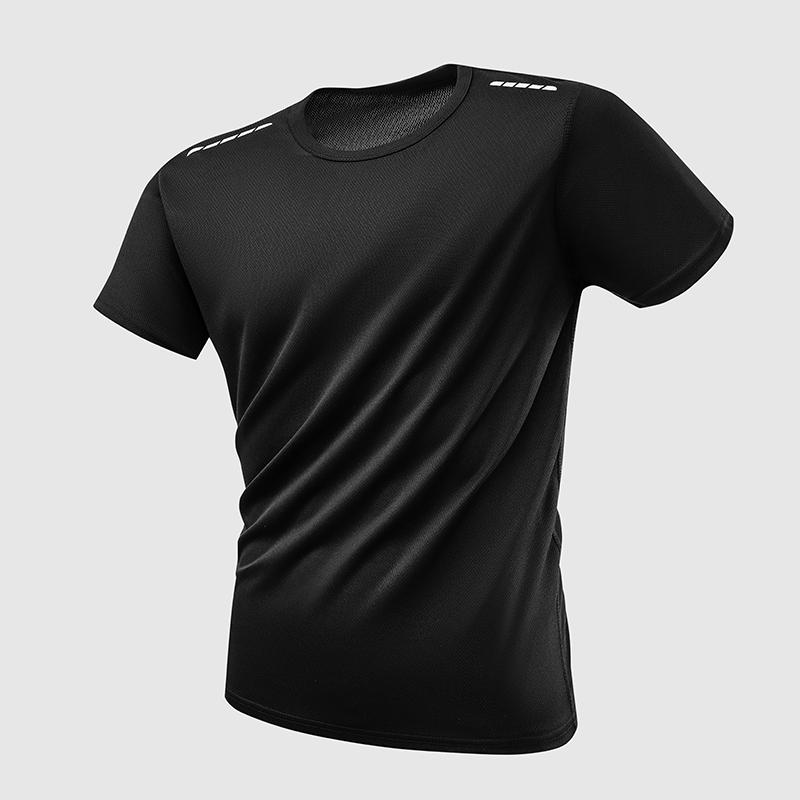 

Summer Round Neck T-shirt Men s Casual Short Sleeved Ice Silk Quick Drying T-shirt Casual Sports Short Sleeved Men s Top XS чорний