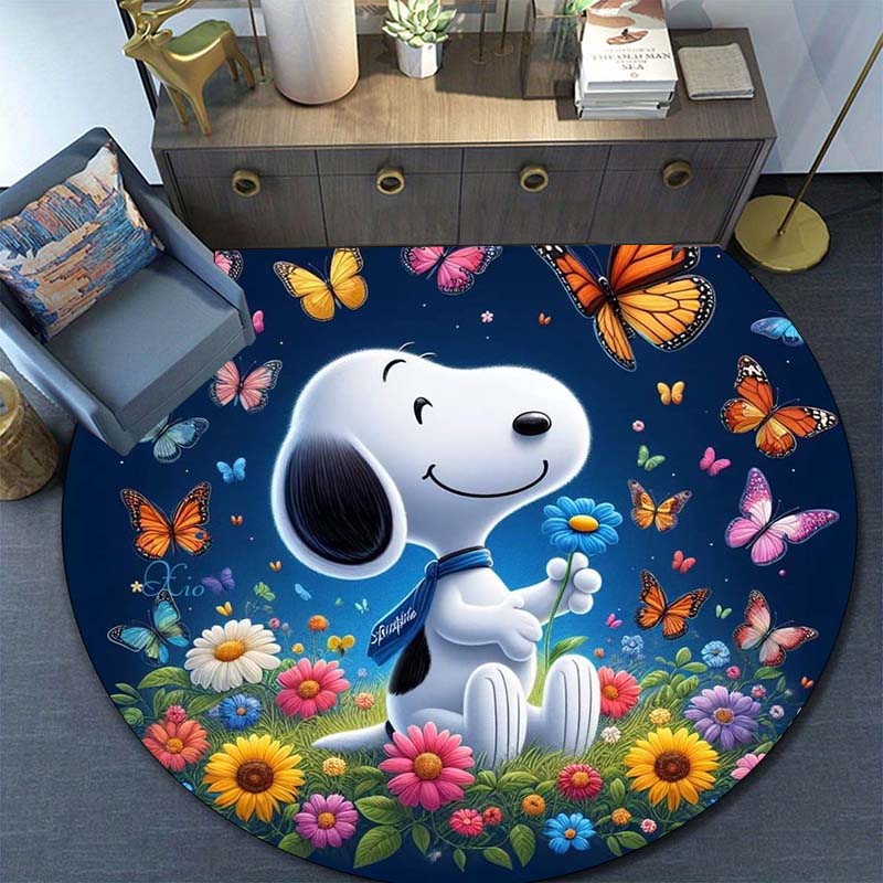 Lucky Red Rose Printed Round Carpet Anti Slip and Easy To Clean Ideal Carpet for Home or Vacation Homes Durable and Affordable
