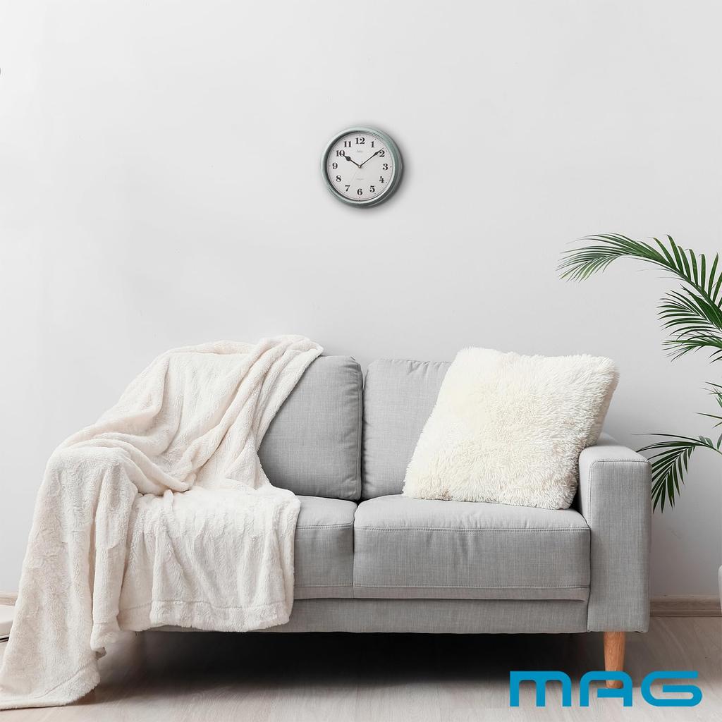 MAG Felio Wall Step Second Nighttime Second Hand Panna FEW183 Noah Precision Clock, Analog, Radio-Controlled, Hand, Stop, Green, GR,