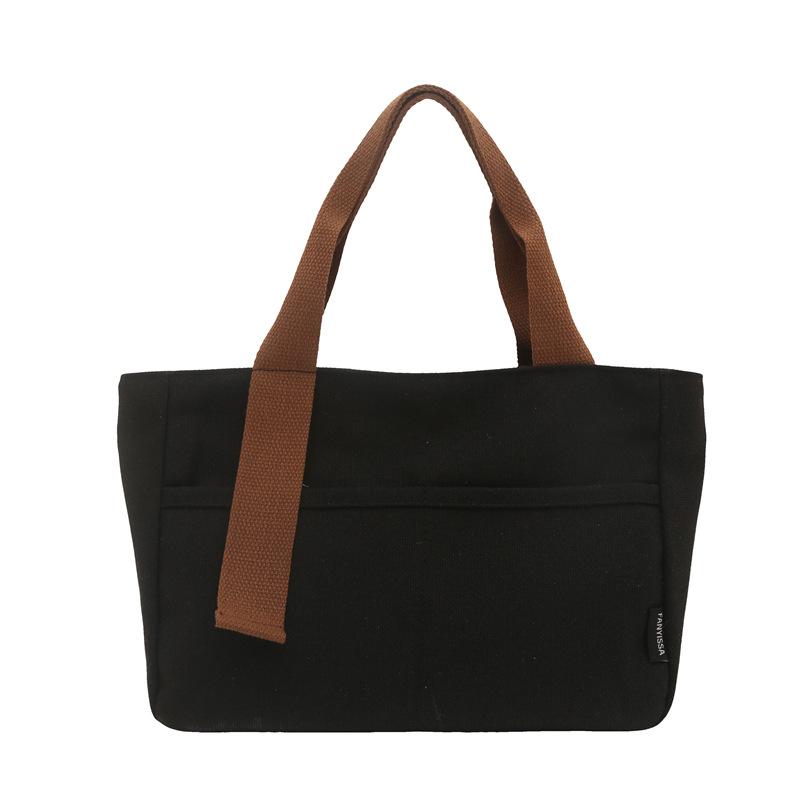 Новая простая сумка холщовая сумка женская сумка через плечо универсальная сумка модная сумка для покупок холщовая сумка сумка-ведро чёрный