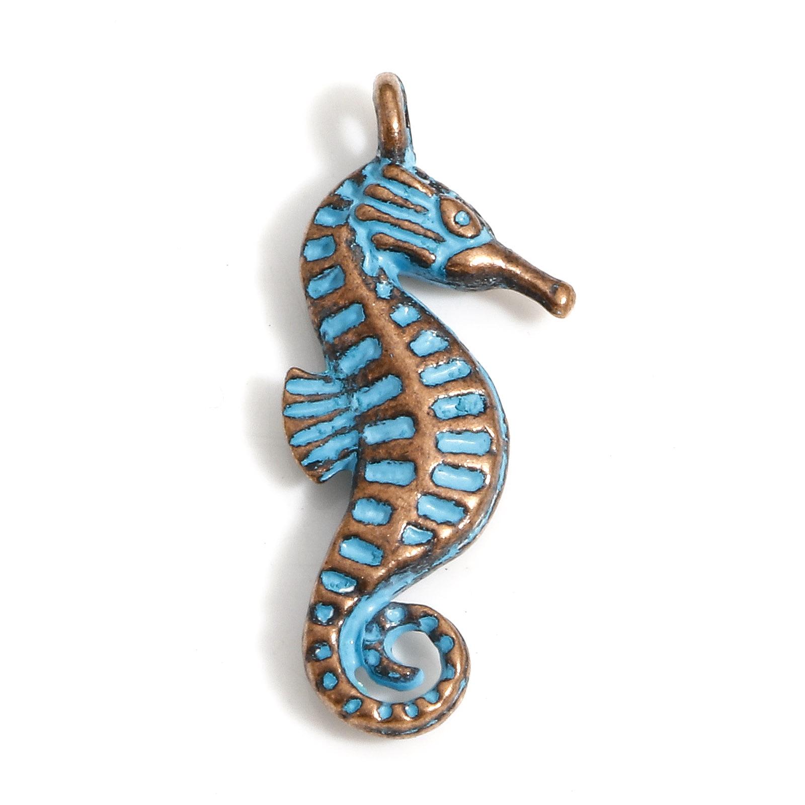 

20 Piece Zinc Based Alloy Ocean Jewelry Charms Antique Copper Blue Patina Dolphin Crab Pendants For DIY Necklace Jewelry Making
