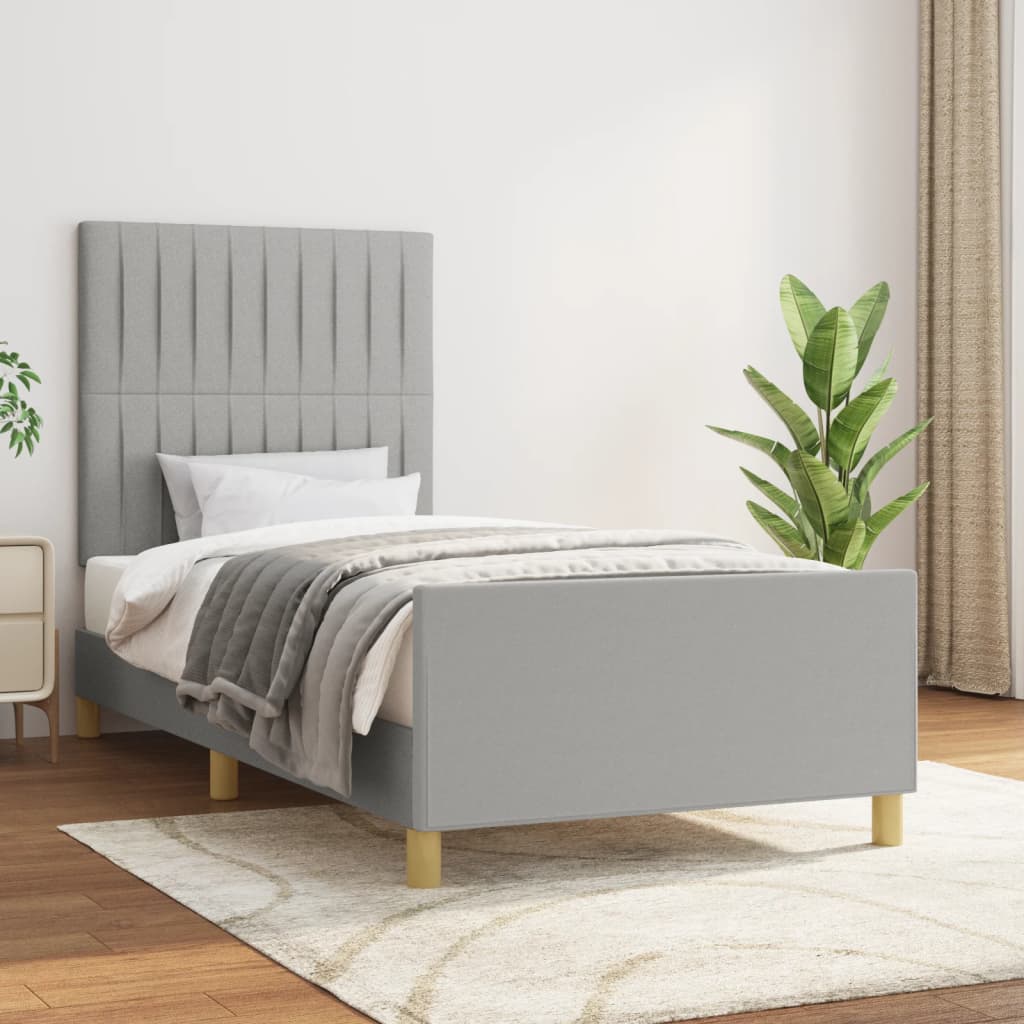 Vidaxl Bed Frame Without Mattress, Light Gray, 90X190 Cm, Upholstered In Fabric