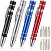 Pocket-Sized Precision Screwdriver With 8 Bits In The Shape Of An Aluminum Pen