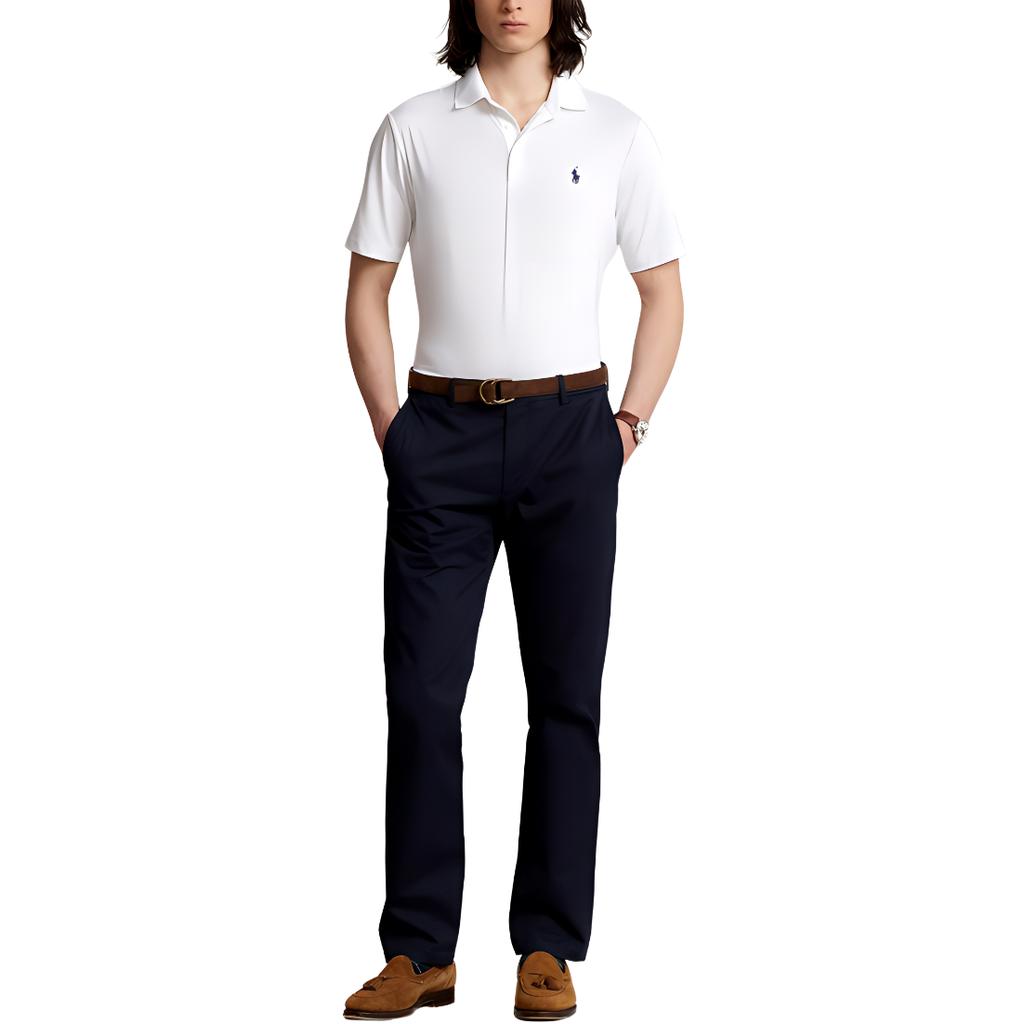 Polo Ralph Lauren SS24 Ribbed Embroidered Short Sleeve Polo Shirt Men Tops White 710864868-004