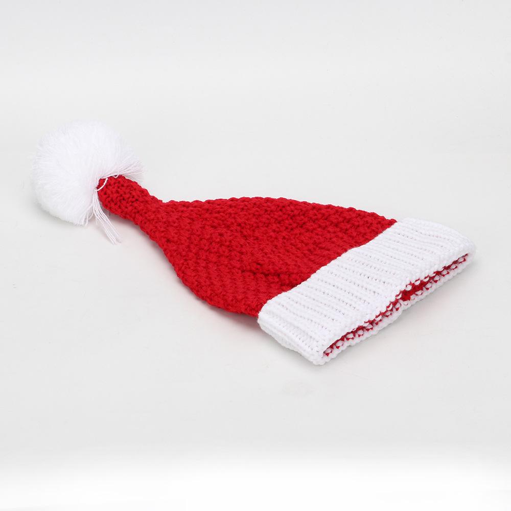 Unisex Weihnachts-Pompom-Strickmütze: Colorblock-Design für Herbst & Winter