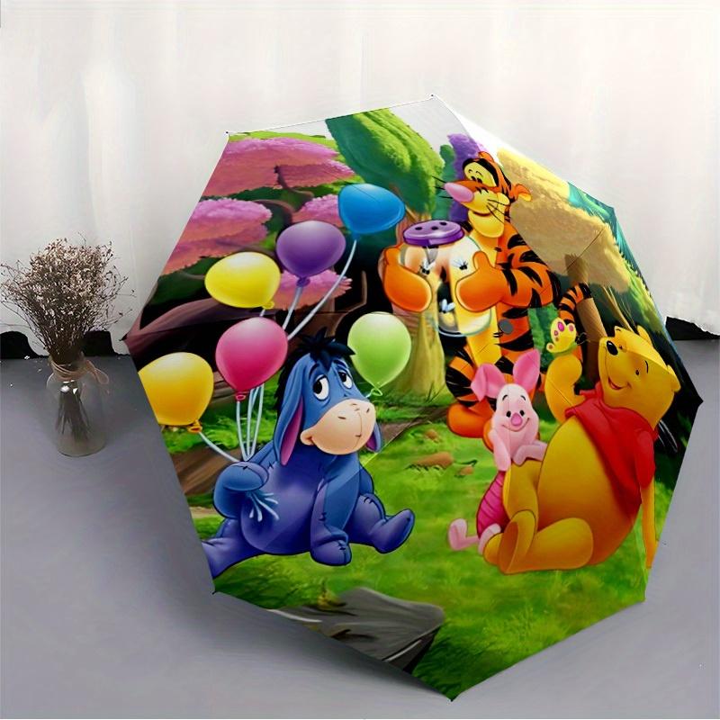 1pc Winnie the Pooh, Tigger Automatic Folding Umbrella: Compact 8-rib Design Cartoon Travel Companion for Outdoor, Casual Accessory