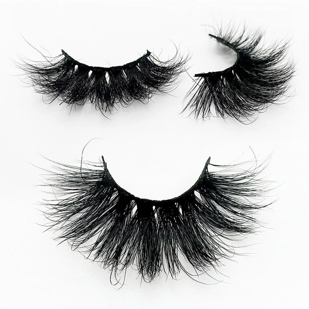 25MM False Eyelashes Dramatic Volume 3D Mink Lashes Long Thick Soft Reusable 1 Pair Faux Lashes Natural Look