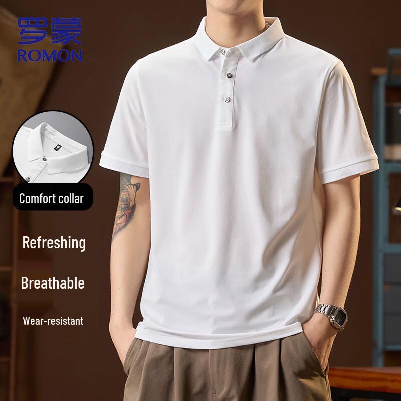 ROMON Men's Summer Cool & Breathable Slim Fit Polo Shirt